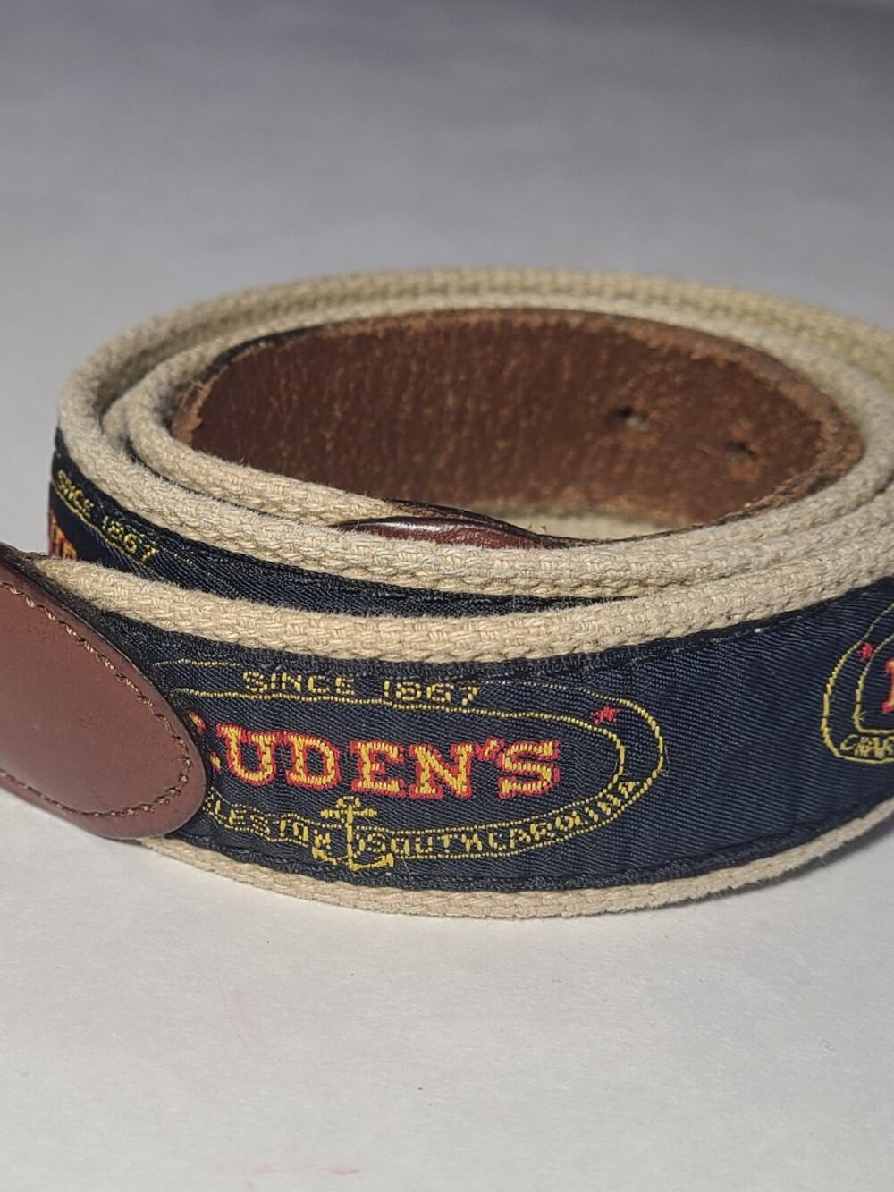 Luden's Charleston South Carolina Canvas/Leather Belt Size 38